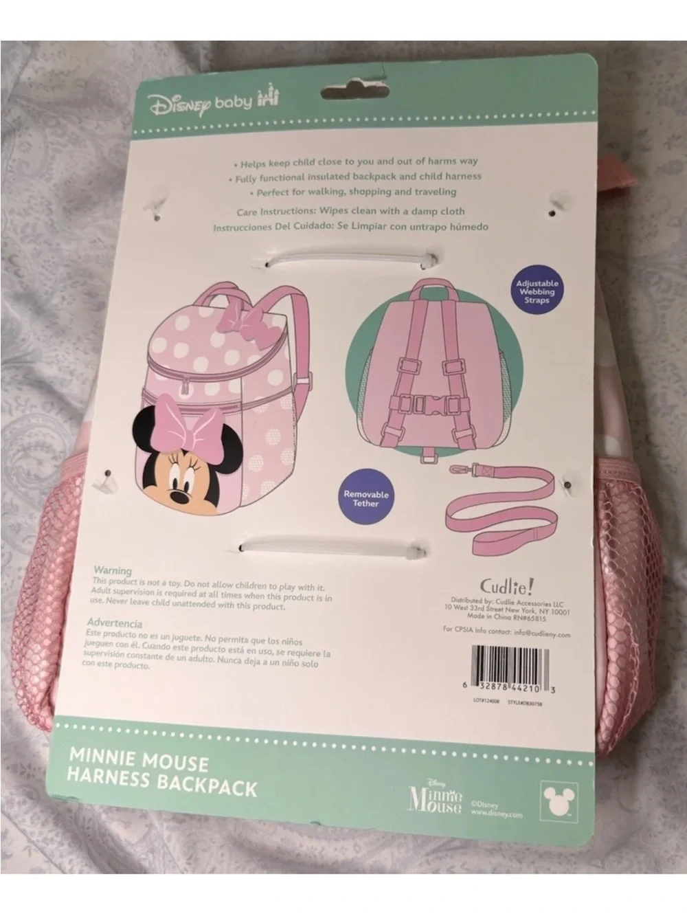 Disney Baby Minnie Mouse Toddler Insulated Harness Backpack with Tether Strap